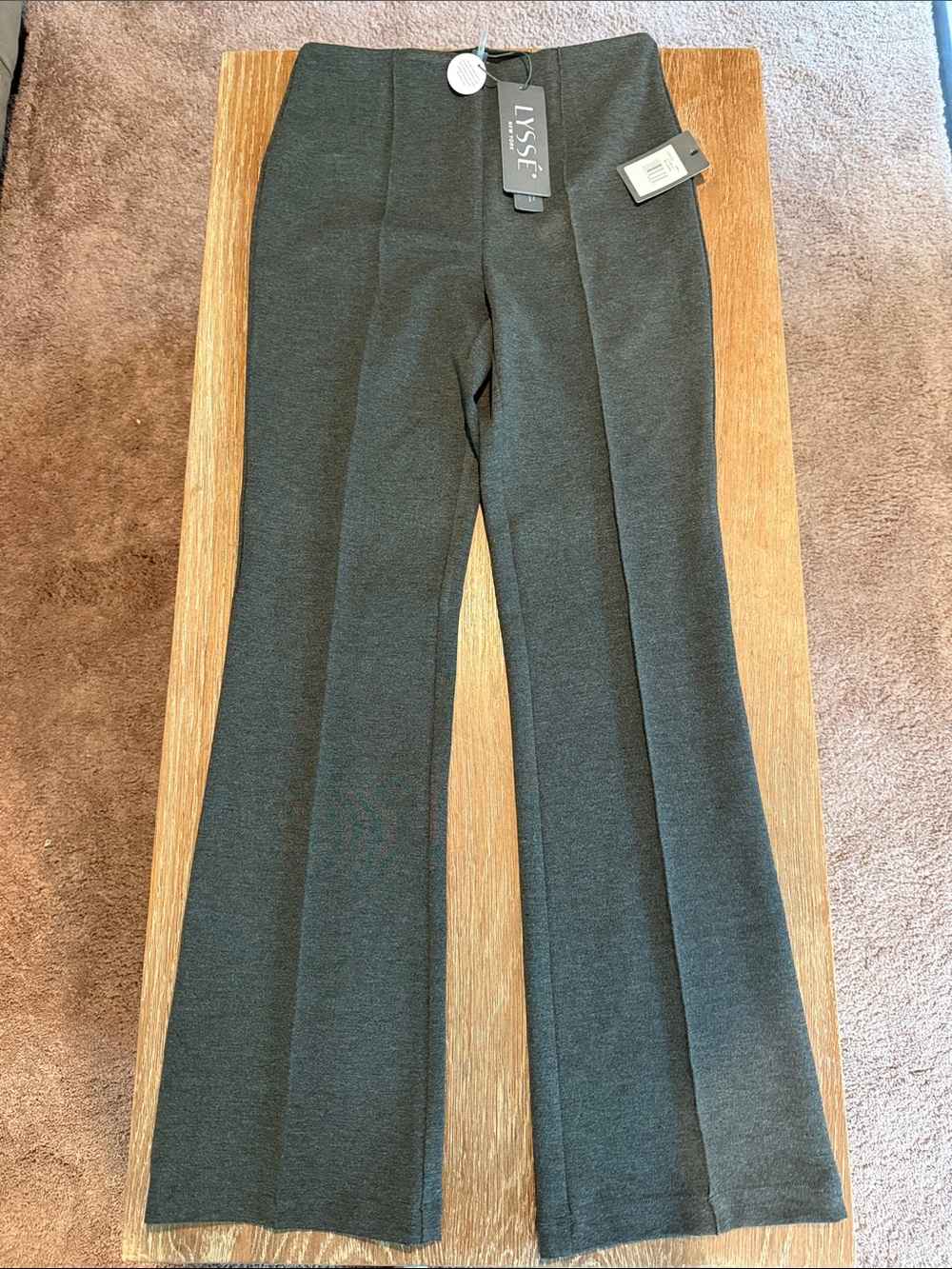 NWT Lyssé Elysse Wide Leg Ponte Pants Charcoal Size L Style 2288 Smooth Waist